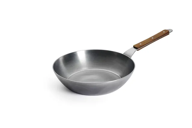 woll-carbon-steel-hochrandpfanne-28-cm-mit-holzstiel-pfas-freie-induktionsgeeign image 1