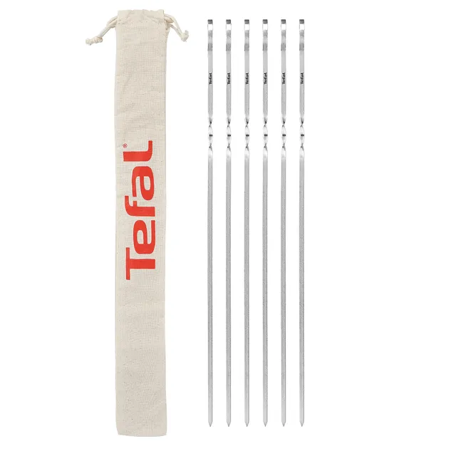 tefal-k185s7-6-teiliges-edelstahl-spie-set-wiederverwendbare-grillspie-e-mit-fla image 1