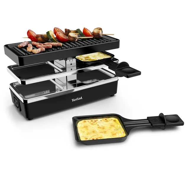 tefal-plug-share-raclette-re2308-f-r-2-personen-400-watt-2-pf-nnchen-grillplatte image 1
