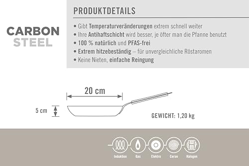 woll-carbon-steel-flachpfanne-20-cm-pfas-freie-karbonstahlpfanne-mit-holzstiel-i image 8