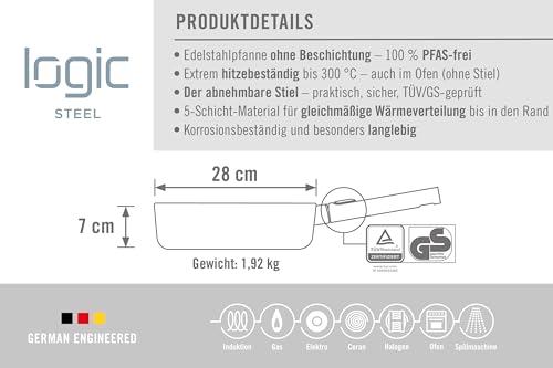 woll-logic-steel-hochrandpfanne-28-cm-7-cm-hoch-5-schicht-edelstahl-bratpfanne-o image 7