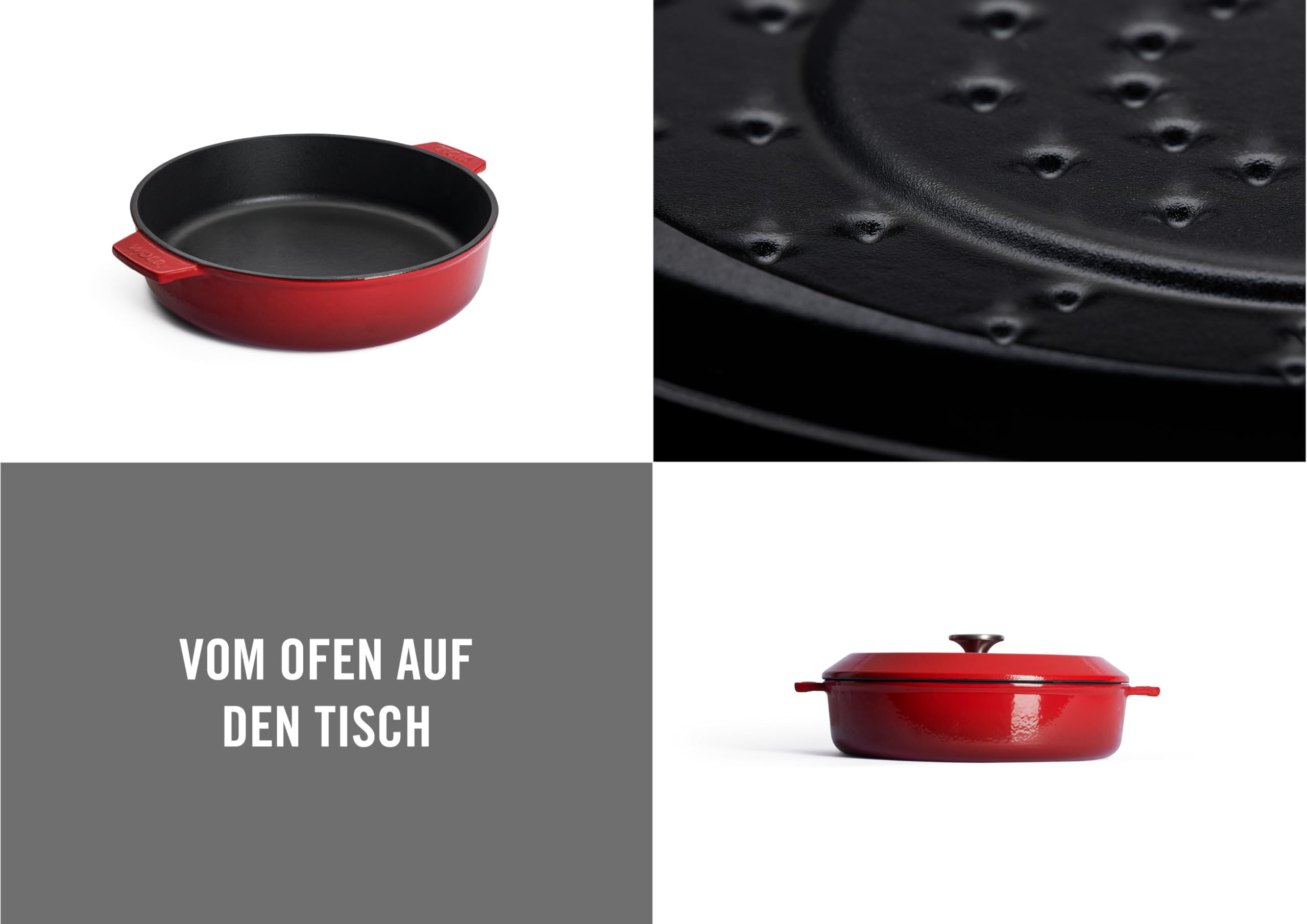 woll-iron-gusstopf-28-cm-rot-emailliertes-gusseisen-mit-deckel-und-silikongriffe image 2