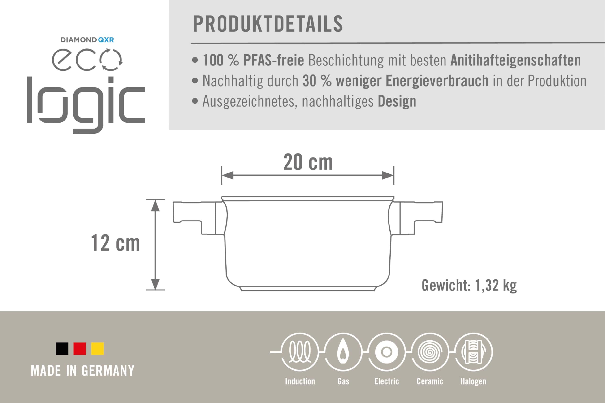 woll-eco-logic-qxr-kochtopf-20-cm-3-liter-pfas-freie-antihaftversiegelung-alumin image 3