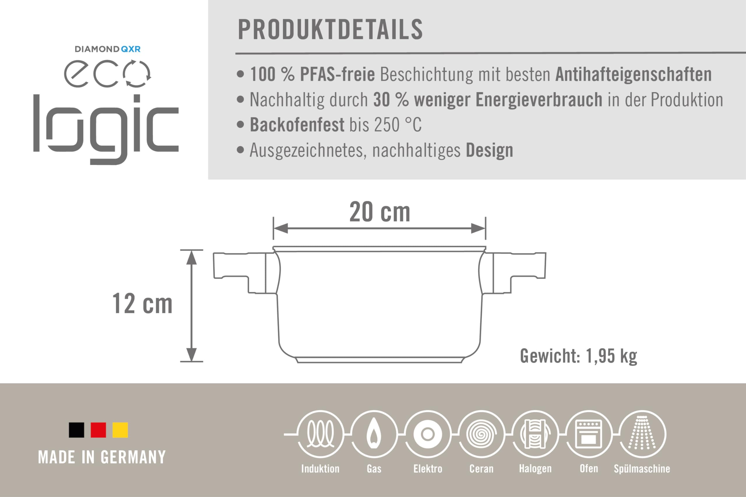 woll-eco-logic-qxr-topf-20-cm-3-liter-mit-2-seitengriffen-pfas-freie-antihaft-al image 3