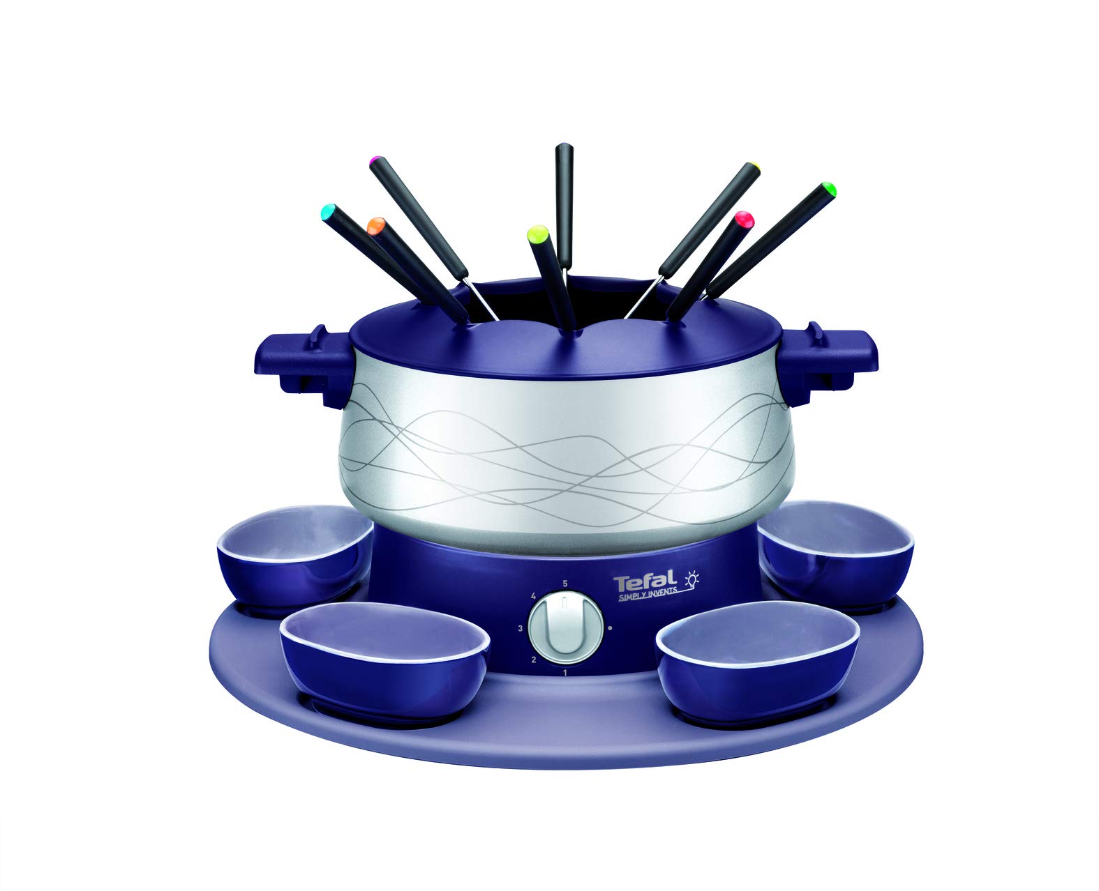 tefal-ef3514-simply-invents-elektrisches-fondue-set-8-gabeln-5-sch-lchen-drehbar image 1