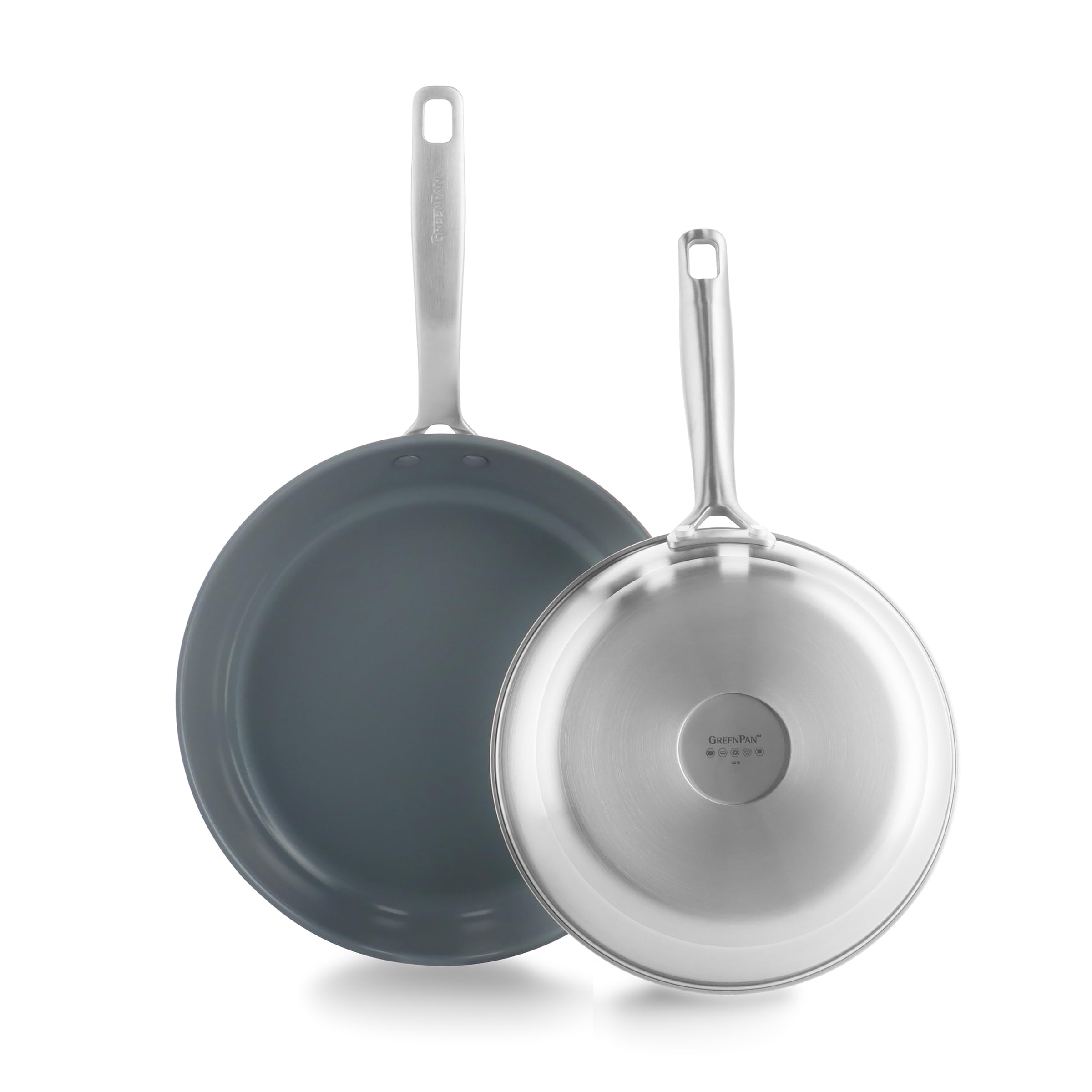 greenpan-treviso-edelstahl-bratpfannenset-24-cm-28-cm-pfas-freie-keramik-antihaf image 1