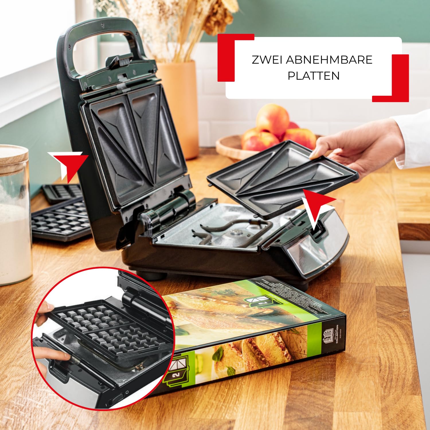 tefal-snack-collection-sw852d-sandwich-und-waffelmaker-700-w-mit-antihaftbeschic image 2