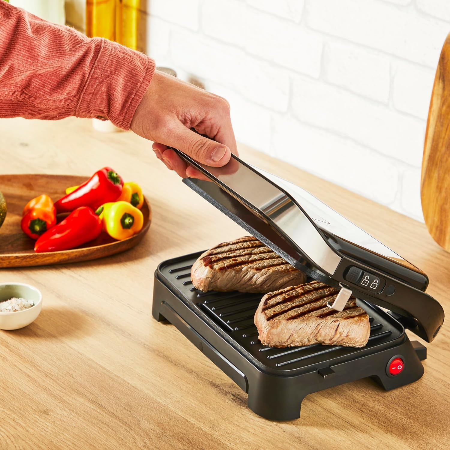 tefal-inicio-compact-gc270d10-2-in-1-kontakt-und-paninigrill-1000-w-edelstahlgeh image 2