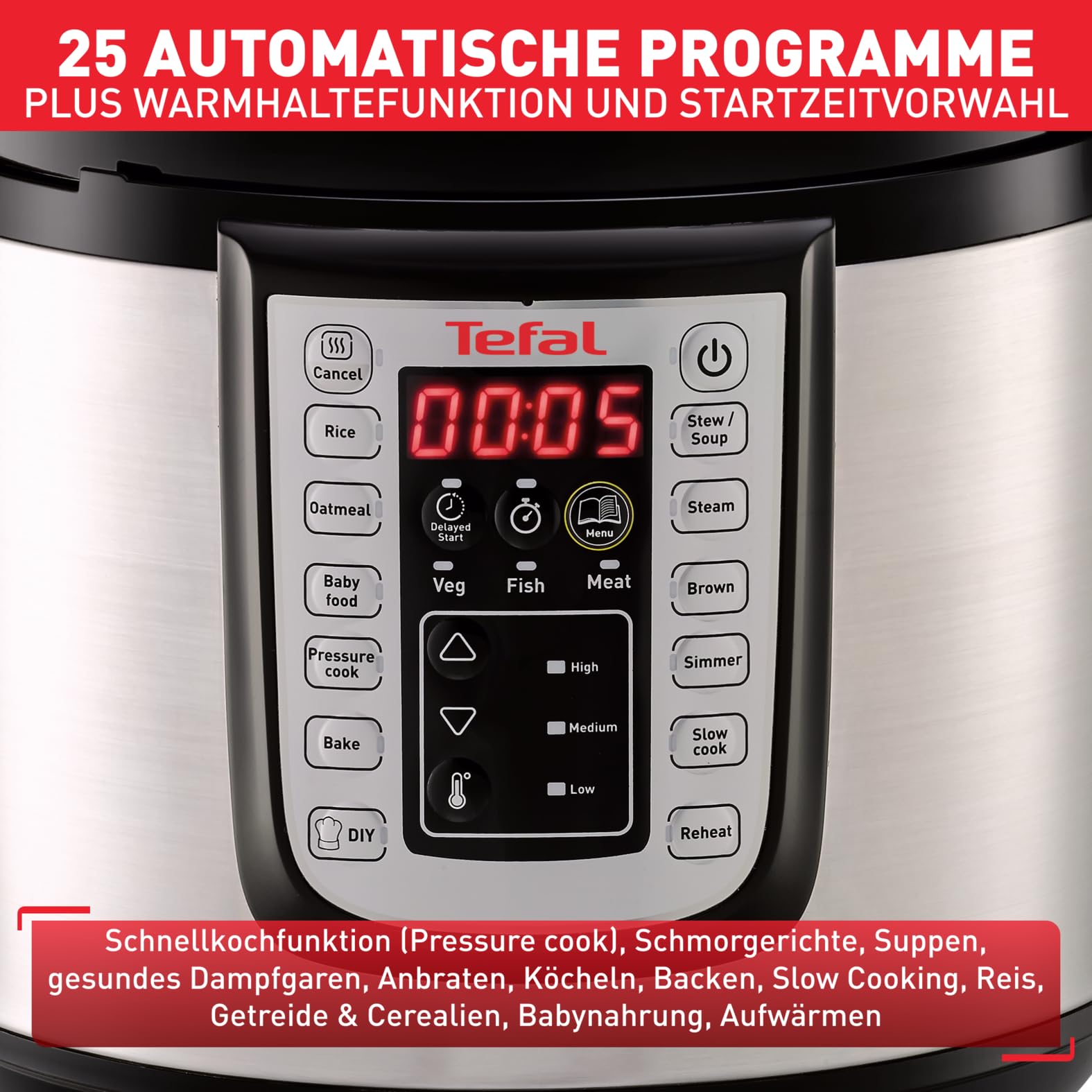 tefal-fast-delicious-multikocher-cy505e-schnellkochtopf-6-l-25-programme image 5
