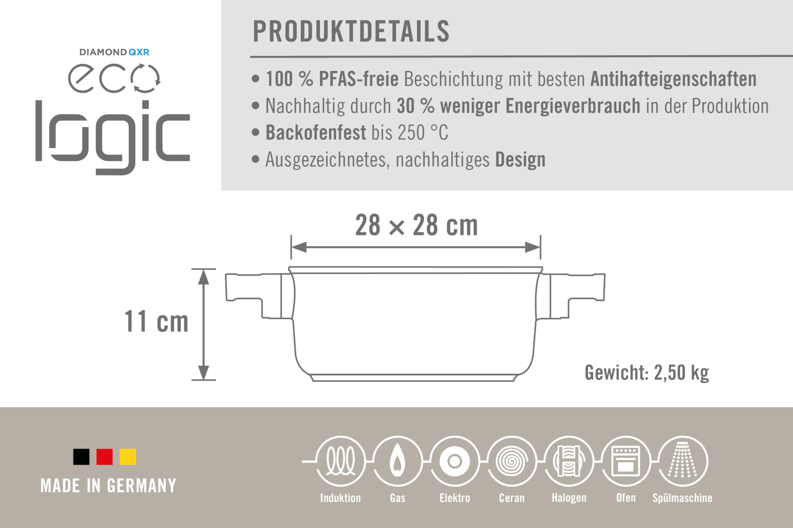 woll-eco-logic-qxr-kasserolle-28-x-28-cm-viereckige-induktionsgeeignete-schmorpf image 3