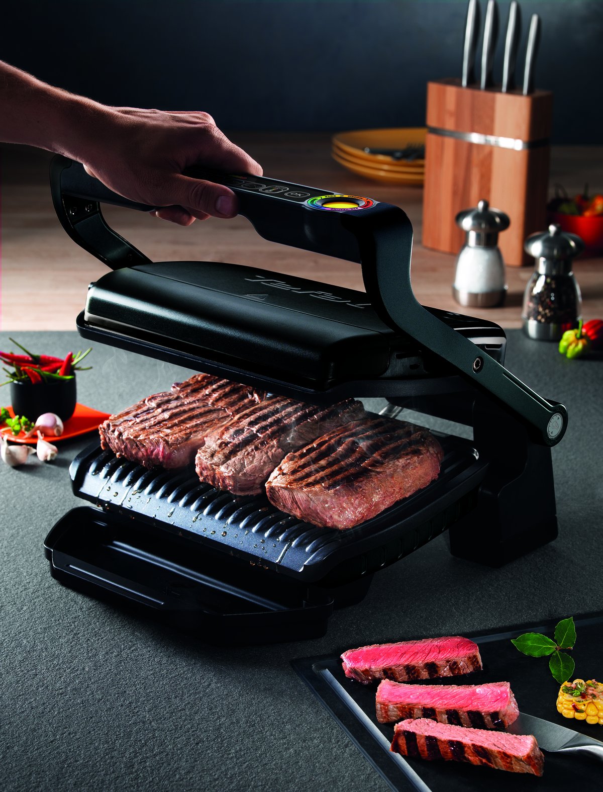 tefal-optigrill-gc7128-kontaktgrill-6-automatikprogramme-garstufenanzeige-2000-w image 8